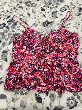 Floral Pink Tie-Front Cami Top